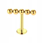 Auksinis titano labret auskaras su rutuliukais 1.2/10 mm