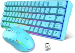 Klaviatūra Snpurdiri 60% belaidė klaviatūros ir pelės rinkinys, led ap&scaron;vietimas, įkraunama 2000 mah baterija, mažas mini, 60% belaidis žaidimų rinkinys, ergonomi&scaron;kas dizainas, 6d 3200dpi pelė (mėlyna)