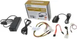 Premiumcord usb 2.0 į ide + sata adapteris su laidais ir maitinimo &scaron;altiniu, raudonas/žalias led, palaiko usb 2.0 high speed, sata, sata ii, ide, ide 44 pin, ku2ides