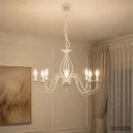 Pakabinamas &scaron;viestuvas Reguliuojamas sietynas E14 Metalas Balta &Oslash; 78 x 101 cm