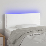Galvūgalis su LED, baltos spalvos, 100x5x78/88cm, dirbtinė oda