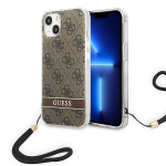 Apple iPhone 14 Plus Guess dėklas 4G Print Strap (GUOHCP14MH4STW) rudos spalvos