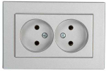 Ki&scaron;tukinis lizdas 2 vietų be įžeminimo RP16-020 XP500 metallic Vilma