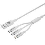USB kabelis Kodak USB-A - USB-C + microUSB + Žaibas 1 m Balta (SB7379)