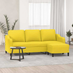 Trivietė sofa su pakoja, &scaron;viesiai geltona, 180cm, audinys