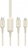 Dudao L7SF 2in1 kabelis USB-C - USB-C / Lightning 100W 1.2m - beige