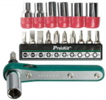 Universalus raktas su atsuktuvų antgaliais ir raktų galvutėmis (viso 16 vnt.), 1PK-202A Pro'sKit