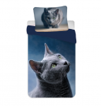 Patalynė su mikrofibry 140x200 Kot tamsiai mėlyna pilka poszewka 70x90