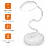 Lamex Wireless LED stalinė lempa 6W, 3000/4500/6000K, jutiklinis valdymas, 3000mAh, baltas, LTC