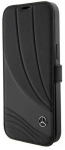 Dėklas Mercedes Booktype Leather Wave Pattern - Apple iPhone 15 Pro Case juodas