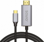 Savio USB-C Male - HDMI Male 2m Sidabrinis