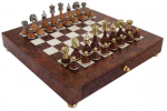 Italfama Žalvarinių/ medinių &scaron;achmatų rinkinys su vertingos guobos medienos žaidimo lenta ir dėtuve