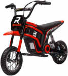HOMCOM elektrinis motociklas vaikams, su 24V 350W varikliu, 8-16 KM/H greičio režimu, 12 colių pripučiamomis padangomis, elektrinis motociklas su muzika ir priekiniu žibintu, krosinis motociklas vaikams nuo 8 iki 12 metų, raudonas