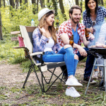 Lauko baldų komplektas Promotions Sulankstomas stovyklavimo kėdė, 63,5x72,4x101,6 cm, ruda balta