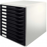 Leitz formų rinkinys, 10 stalčių, plastikas, juoda, pilka, 4,3kg, 285 x 355 x 290 mm