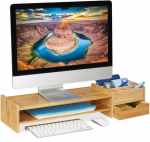 Laikiklis Bonideco Monitoriaus stovas su daiktadėžėmis 13x70x19cm., &scaron;viesiai rudos spalvos