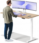 Elektrinis Reguliuojamo: Auk&scaron;čio stalas Desktronic HomeOne Bambukas/Baltas, 160x80cm, Dvigubas motoras, USB ir USB-C įkrovimo lizdai
