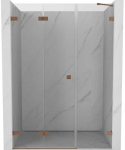 Du&scaron;o durys Mexen Lunar-F, sulankstomos, kairė, 145 cm, transparent/brushed copper