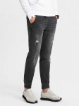 Denim Vyri&scaron;kos džinsinės JOGGER kelnės su įbrėžimais &ndash; juodos V2 OM-PADJ-0150