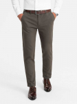 CLASSIC Klasikinės vyri&scaron;kos mink&scaron;tos tekstūruotos chino kelnės - chaki spalvos v2 om-pacp-0188