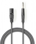 &bdquo;Nedis&ldquo; subalansuotas garso kabelis XLR 3 kontaktų (M) - 6,35 mm lizdas (M) 3,00 m, tamsus pjūklo dantų ra&scaron;tas