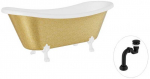 Vonia Besco Amelia Glam 190, Gold+Baltas, su sifonu Klik-klak Juodas