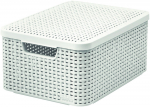 Plastikinė dėžė su dangčiu Style Box Rattan M Curver 18L/39x29x18.7cm baltas