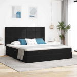Lova su daiktų laikymo vieta ir LED Juoda 200 x 200 cm Aksomas