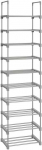 Songmics Batų stovas 45x30x174 cm Pilkas metalas