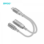 Usams BWOO BZ67 adapter 2w1 Lightning/USB-C - jack 3.5mm pilka