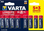 Elementai VARTA LONGLIFE MAX POWER, AA, &scaron;arminiai, 5+3 vnt.