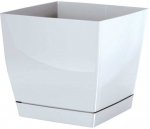 Dekoratyvinis gėlių vazonas su padėklu Coubi Square P 15.5x15.5x14.2cm plastikinis/baltas