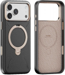 Dėklas Torras Ostand Q3 Vegskin, obsidianinė juoda - iPhone 17 Pro