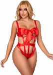 Subblime Bodystockings Subblime 954468 Raudona Openwork Bodysuit with Decorative Bow S/M