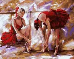 SuperColor Tapyba Pagal Skaičius: &bdquo;Raudonos balerinos&ldquo; 40x50 cm