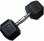 Kubisport Vienarankė &scaron;e&scaron;iakampė guminė hantelė svarmenys tvirta 10 kg (Kub_05-CB10HEX)