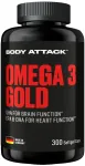 Omega-3 žuvų taukų kapsulės Body Attack Gold 300 mink&scaron;tųjų kapsulių