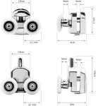 8 x chromuoti du&scaron;o voleliai / bėgeliai / ratukai, pakaitiniai voleliai 23 mm (8 dvigubi voleliai 23 mm)