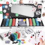 Pokerio rinkinys texas, didelis, 500 žetonų lagamine