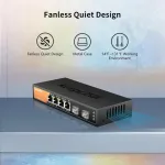Keeplink 6 prievadų 2.5g nevaldomas komutatorius, 4 x 2.5gbase-t prievadai ir 2 x 10gbase-t sfp lizdai, 60 gbps perjungimo sparta, plug & play/montuojamas ant sienos/metalinė konstrukcija be ventiliatoriaus, suderinamas su 1000 mbps įrenginiais