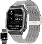 Zpimy i&scaron;manusis laikrodis vyrams su telefono funkcija, 1,8 colio amoled 5atm vandeniui atsparus fitneso laikrodis su žibintuvėliu, pedometru, &scaron;irdies ritmo spo2 sportinis laikrodis, aktyvumo sekiklis, skirtas android ios (sidabrinis)