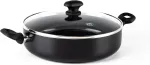 Greenchef keptuvė, indukcinė, keraminė, dengta, su dangčiu, be toksinų, tinkama naudoti orkaitėje ir plauti indaplovėje - 28 cm / 4,3 l, juoda