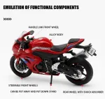 Fuwraixis 1/12 metalinis lietinis motociklo žaislas, Gsx-1000 lydinio motociklo modelis, sportinių motociklų lenktynių modelių serija, vyrams, vaikams, berniukams, dovana, su dekoratyviniu pagrindu