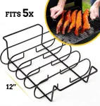 Mountain grillers atsarginio &scaron;onkaulių laikiklis rūkyklai - bbq &scaron;onkaulių stovas dujiniam arba angliniam griliui - nepridegančia danga padengtas &scaron;onkaulių laikiklis kepimui ant grotelių ir kepsniams - 5 &scaron;onkauliukams - juodas