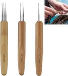 Dreadlocks adata, 3 vnt. 0,5 mm dreadlock nėrimo vą&scaron;elis, bambuko adatos audimas, nėrimas, dreadlocks perukas, užrakto adata su bambuko rankenomis, veltinio adata kasoms, perukams ir daugiau, 1 vą&scaron;elis, 2 vą&scaron;eliai, 3