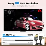 Riieyoca 8k Mini Hdmi į Hdmi trumpas spiralinis kabelis, 90 laipsnių stačiu kampu 48gbps didelės spartos Hdmi2.1 palaiko Hdr, 8k@60hz, 4k@120hz, suderinamas su vaizdo kameromis, monitoriais (right)
