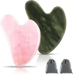 2 x gua sha akmuo, gua sha, guasha, gua sha akmuo, su 2 x velvetiniu mai&scaron;eliu, veido masažas, gua, guasha akmuo, nefrito akmuo, gua sha rožinis kvarcas, gua sha rinkinys, veido akmuo, veido masažo akmuo