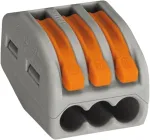 Vasalat Wago 222 gnybtų 2/3 gyslų 4 mm&sup2; rinkinys, jungiamieji gnybtai, pilka/oranžinė