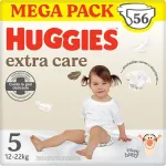 Huggies Extra Care sauskelnės, 5 dydis (12-17 kg), 54 sauskelnės (28x2)