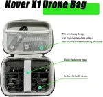 Kimyoaee Hoverair Follow Me Self Flying Camera Drone dėklas odinis kietas ne&scaron;iojimo dėklas su dirželiu atsparus vandeniui, skirtas Hover Air X1 juodas apsauginis dėklas, juodas, minimalistinis